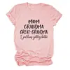 Camiseta Holgada de Manga Corta con Estampado de Letras Mom Grandma Great, Cuello Redondo, Venta al por Mayor para Sitios Web Independientes de Comercio Exterior