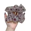 Tela de Malla Morada de Verano Lazo Grande Femenino Satinado Perlado Punto de Ola Anillo para el Cabello Cuerda para el Cabello Bolas Accesorios para el Cabello