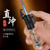 Encendedor a Prueba de Viento de Llama Directa Transparente, Recargable, Diseño Creativo y Único, Llama Azul Directa, Encendedor de Cigarros Estilo Rueda de Pedernal