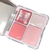 Paleta de Rubor e Iluminador de Cuatro Colores Love Light Wave Polvo para Rubor Color de Expansión Iluminador Mate Paleta de Rubor Iluminador para Rostro Color Nude