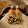 Aretes estilo Melard transfronterizos, aretes de resina ámbar, aretes geométricos vintage de carey color caramelo, aretes de mujer otoño/invierno