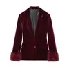 Comércio Exterior Transfronteiriço Moda Feminina Outono e Inverno 2025 Estilo Europeu e Americano Blazer com Acabamento em Penas + Conjunto de Calças Casuais E5260380/1