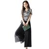 Conjunto de Calça Wide Leg Fashion com Leite de Mamão Verão Novo Estilo Coreano Emagrecedor Elegante Manga Curta Chiffon Duas Peças Fashionável Feminino