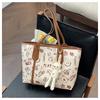 Bolso Grande de Color Contrastante para Mujer 2024 Primavera y Verano Nuevo Lindo Bolso de Hombro Estampado de Dibujos Animados Combinable Bolso Tote Moderno
