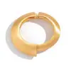Pulsera Trendy de Patrón de Ola Irregular, Brazalete Liso Abierto, Suministro de Joyería de Gama Alta de Nicho para Comercio Exterior