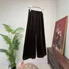 [Zhili] Calça casual reta de crochê em veludo estilo chinês novo, coleção outono 2026, simples e confortável para usar em casa
