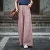 Calças de Prática de Algodão e Linho Roupas Chan Femininas 2026 Novas Artísticas Lavadas com Areia Casuais Roupas de Monge Femininas Calças de Sentar para Meditação Chan Exercício Matinal