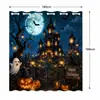 Cortina de Ducha Temática de Halloween, Cortina de Baño Impermeable y Antimoho de una Sola Capa con Anillos Grandes, Soporta Dropshipping Global de Cortinas de Halloween