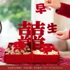 Plato de frutas para nacimiento prematuro de un hijo noble en una boda, decoración de habitación de boda, decoración festiva roja para la cama, suministros de boda de cuatro compartimentos