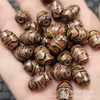 Cuentas Dzi Diente de Tigre Naranja-Rojo, Cuentas de Arroz, Cuentas Sueltas de Jade, Cuentas Ovaladas de Ágata de Imitación Antigua, Accesorios para Joyería, Cuentas de Jade