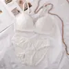 Ropa Interior Sexy de Espalda Fruncida Traje Cómodo Transpirable Sujetador para Mujer Sujetador de Encaje con Lazo Traje