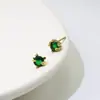 Lindos Aretes de Gato Mini de Diamante Único Redondo Rojo Facetado Estilo Japonés para Mujer, No Necesitas Quitártelos al Dormir