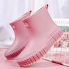 Botas de lluvia para mujer, botas de lluvia cortas de moda para adultos, zapatos de agua para mujer, botas de agua cálidas antideslizantes, zapatos antideslizantes para exterior con forro polar para mujer
