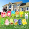 Nuevo Cartel de Pascua Transfronterizo para Jardín con Conejo Cartel de Pascua para Exteriores Decoración de Jardín
