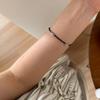 Pulsera de Lazo de Cristal Negro de Plata Esterlina 925 para Mujer Diseño Nicho de Estilo Coreano Simple Hecho a Mano Fresco Pulsera Versátil