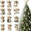 Adorno de Ángel de Madera para Navidad Decoración Estilo Retro Hogar Festival Fiesta Adorno Colgante 12 PIEZAS Colgante para Coche Vehículo