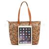 Bolso de mano retro europeo y americano de corcho, Bolso de hombro de madera real de gran capacidad con estampado moderno, Bolso tote satchel respetuoso con el medio ambiente