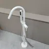 Grifo de Bañera de Pie Color Bronce Gunmetal Columna Cubo de Madera Lateral para Tanque Lavabo Montaje en Pared Cabezal de Ducha Independiente Frío y Caliente