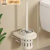 Conjunto de Escova Sanitária para Banheiro para Uso Doméstico, Sem Cantos Mortos, Ferramenta de Limpeza de Vaso Sanitário, Escova de Silicone com Suporte de Parede