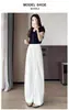 Calças Brancas Wide-Leg para Mulheres, Novas Calças Balloon de Cintura Alta Slim-Fit para Outono, Calças Casuais Leves Respiráveis com Caimento