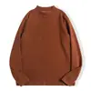 Bonito T-shirt de veludo com gola alta americana, manga longa, cor sólida masculina, forro interno de veludo dupla face, aquecido, camisa base de inverno