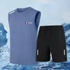 Traje Deportivo de Seda Helada de Verano para Hombre, Secado Rápido, Fresco y Transpirable, Chaleco Delgado, Chaleco para Correr, Traje Deportivo y de Ocio