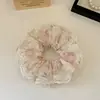 Scrunchie Floral de Renda Doce com um Toque Feminino, Elástico de Cabelo Plissado para Coque ou Rabo de Cavalo