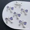 Pingente de Coração de Zircônia com Laço de Corda de Cânhamo Acessórios de Joias para Brincos Pulseira Colar DIY