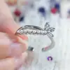Anel Borboleta de Zircônia e Pérola Estilo Ins para Mulheres, Nicho High-End Luxo Leve Temperamento Anel Aberto Atacado