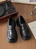 Sapatos de Salto Alto Marrons de Salto Grosso e Plataforma Estilo Francês para Mulheres 2025 Novos Mocassins Versáteis Estilo Mori Estilo Britânico Sapatos Pequenos de Couro para Mulheres