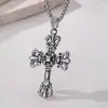 Colgante de cruz de acero inoxidable vintage transfronterizo, moda oscura gótica, accesorio de collar audaz para hombre, estilo popular en línea