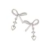 Nuevos Pendientes Minimalistas con Lazo Corazón Circonita Borla, Pendientes Exquisitos de Nicho, Pendientes de Temperamento Dulce y Fresco para Mujer