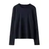 26 Moda Femenina Nueva de Primavera Camiseta Básica Simple de Seda y Lino, Top Casual Ligeramente Fresco de Lino y Lyocell de Manga Larga, Amigable con la Piel