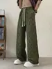 Pantalones de verano a cuadros para hombre con efecto de caída, pantalones de pana rectos anchos holgados, marca de moda, pantalones casuales ligeros para adolescentes
