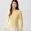 Novedad Otoño 2026 Suéter de Punto Fino para Mujer con Rayas, Cuello Polo de Cachemira, Ajuste Ceñido, Manga Larga, Capa Base