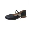 Sapatilhas de Solado Macio para Mulheres 2025 Primavera Novo Bico Redondo Boca Rasa Delicado Mary Jane Sapatos de Solado Plano Retrô Gorro Francês Sapatos