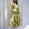 Moda Feminina Nova Outono 2026: Vestido Longo Estampado Europeu e Americano para Exportação, Vestido Casual Estiloso para Férias