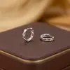 Pendientes de Cadena Geométrica de Plata de Ley S925 Simples Hip-Hop Europeos y Americanos Elegantes de Moda con Recorte Torcido Pendientes Versátiles