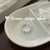 Ins Coreano Diseño Personalizado Joyería Plata Brillante Plata de Ley S925 Zircón Azul Corazón Cepillado Empalmado Anillo Estilo Elegante