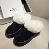 Pantuflas de Plataforma con Suela Gruesa para Aumentar la Altura para Mujer, Uso en Exteriores, Nuevo Estilo 2026, Invierno, Botas de Nieve Cálidas con Felpa Adicional, Zapatos Cerrados de Algodón Grueso con Forro Polar