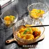 Ins japonês e coreano Internet celebridade casa martelo padrão de vidro onda criativa borda dourada Glass Salad Bowl sobremesa sorvete bowl