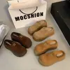 Zapatos Birkenstock de suela gruesa para mujer, calzado para exteriores, novedades Otoño/Invierno 2026, sin cordones, puntera cerrada, media zapatilla, zapatos cómodos, con forro de felpa, pantuflas peludas