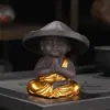 Colador de té tipo cubo creativo accesorios para juego de té kung fu decoración de personaje de arena púrpura filtro de té integrado de cerámica red de filtro de té