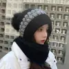 Gorro para Mujer de Edad Media y Mayor Invierno Casual Lana Engrosada Forrado de Polar Cálido para Cuello Gorro de Madre Gorro de Punto Conectado
