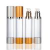 Envase cosmético plateado caliente esmerilado galvanizado tangent vacuum bottle 10ml 15ml 30ml 50ml vacuum bottle