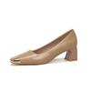 H759-1 dedo quadrado pequeno salto alto dedo do pé de ferro das mulheres Microfibra de couro commuter sapatos femininos escritório diário profissional de uma camada sapatos Primavera