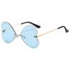 Gafas de Sol de Fiesta de Amor sin Montura Transfronterizas 2022 Moda Retro Europea y Americana Amor Personalizado Gafas de Sol Metálicas para Mujer