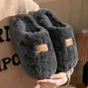 Nuevas pantuflas de algodón peluche para mujer, uso interior en casa en invierno, de suela gruesa, antideslizantes, pantuflas de algodón cálidas de peluche con suela suave para parejas de hombres