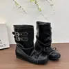 Botas curtas empilhadas moda personalizada pregas novo 2026 altura do tornozelo salto escondido fivela de couro panturrilha larga sola grossa botas femininas botas