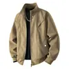 Otoño/Invierno 2026 Nuevo Retro Americano Piel Sintética Cuello Alto Ropa de Trabajo Chaqueta de Cuero Talla Grande Moda Casual Cárdigan Abrigo para Hombres
